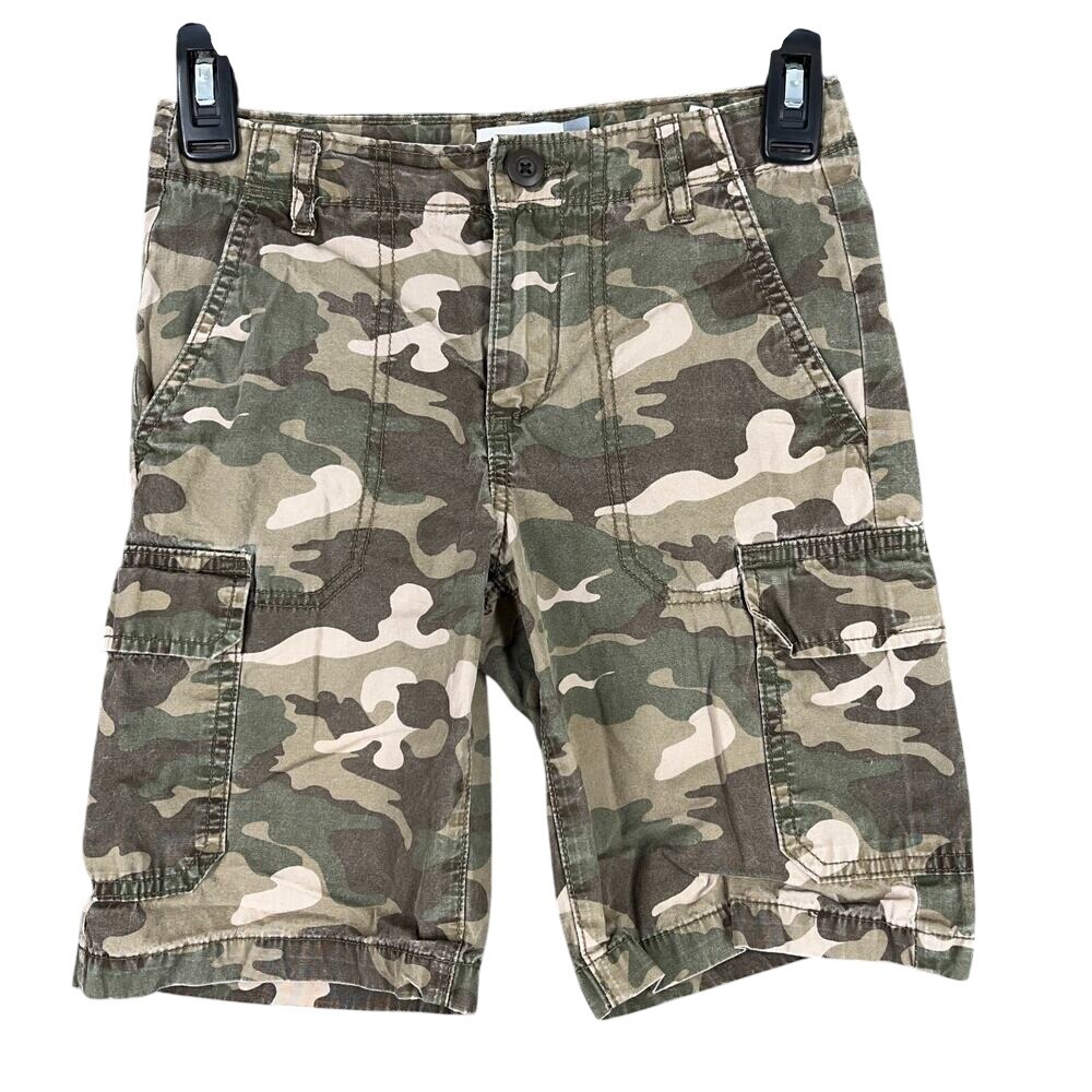 Old Navy Shorts Boys 8 green Woodland‎ Camo Cargo Adjustable Waist 8" inseam